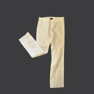 Bebe White Floral Embossed Straightleg Pant